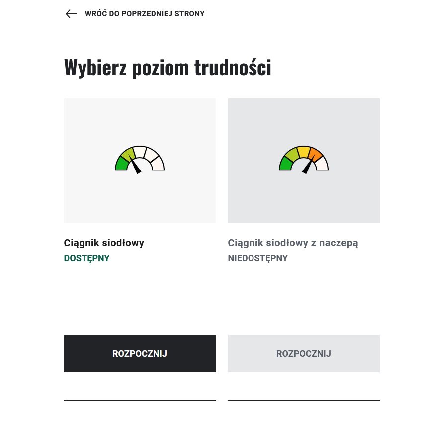 Wybór poziomu w grze