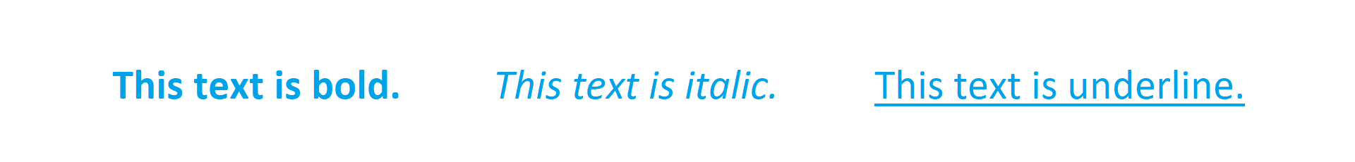Ilustracja przedstawia przykładowy tekst pogrubiony, zapisany kursywą oraz  podkreślony.