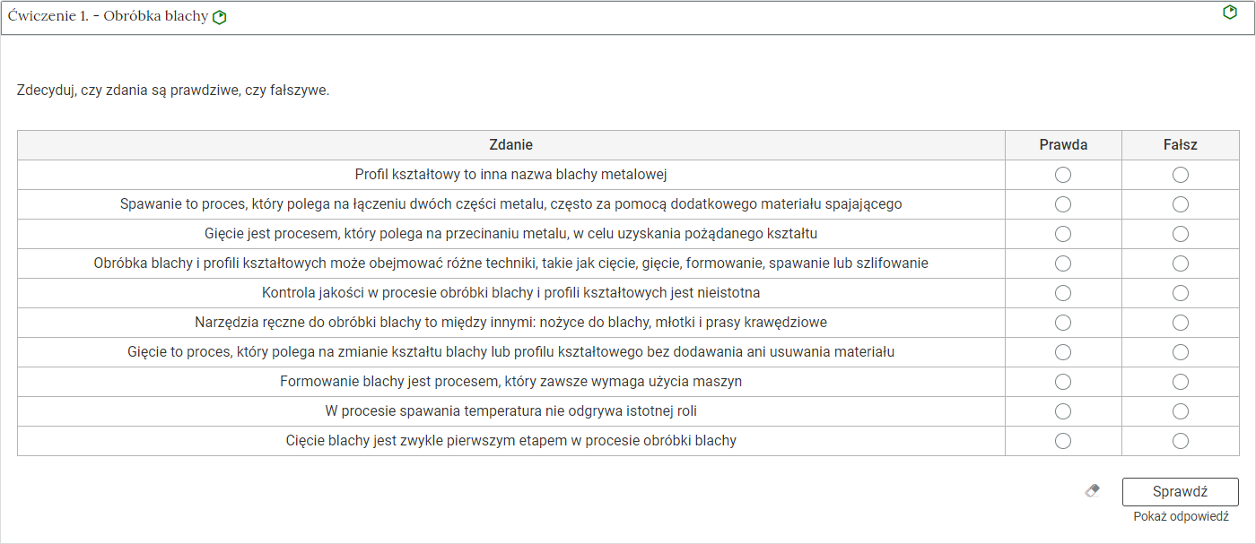 Przykładowe ćwiczenie