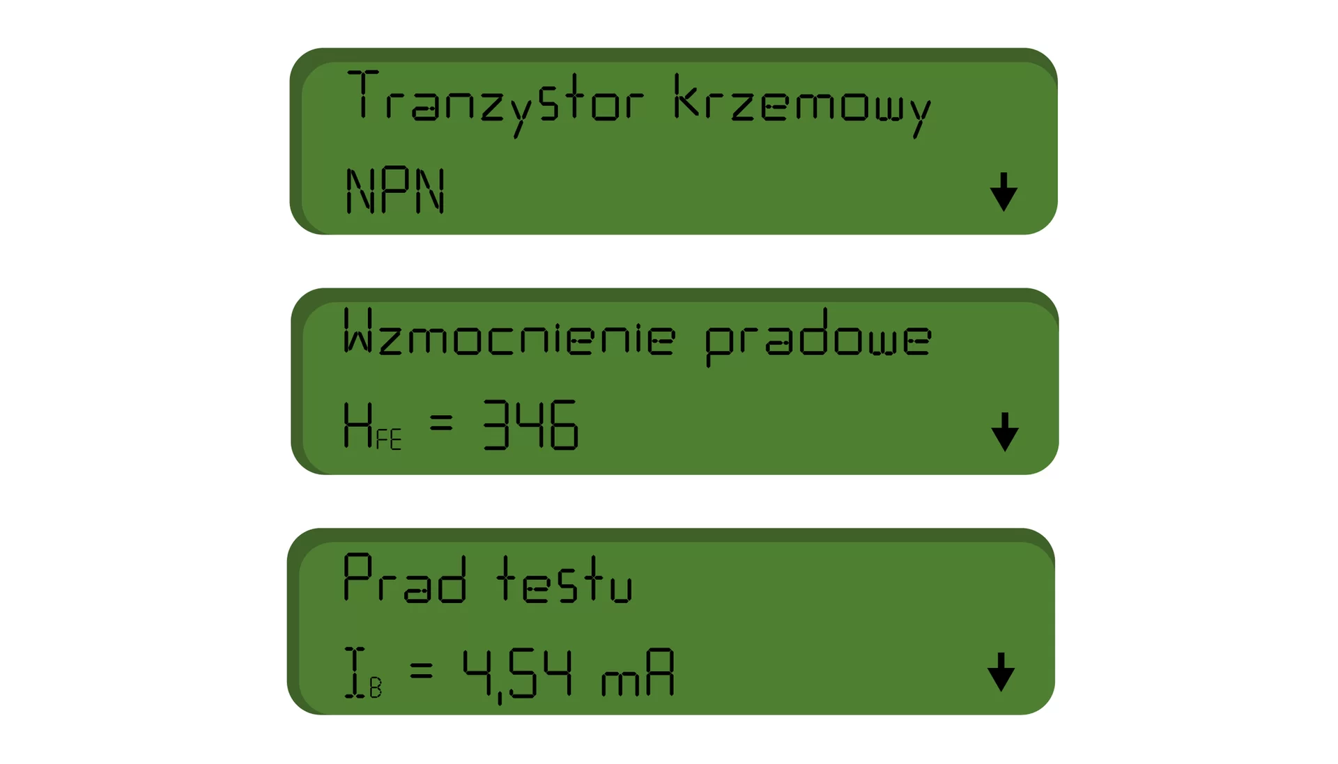 Przykładowe wyświetlane komunikaty