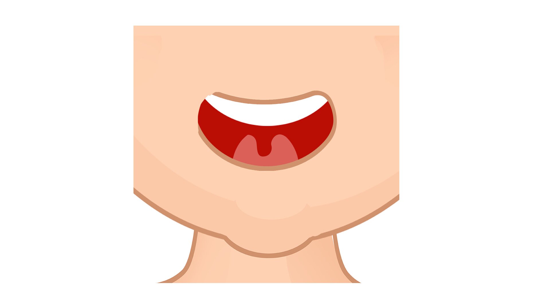 Ilustracja przedstawia otwarte usta z widocznym gardłem.