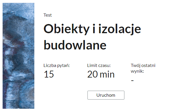 Przykładowy ekran początkowy testu