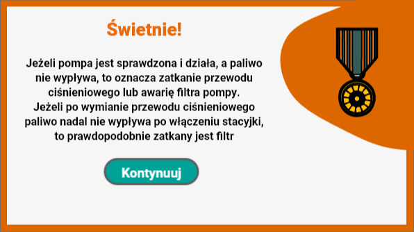 Przykładowy widok pozytywniej informacji zwrotnej