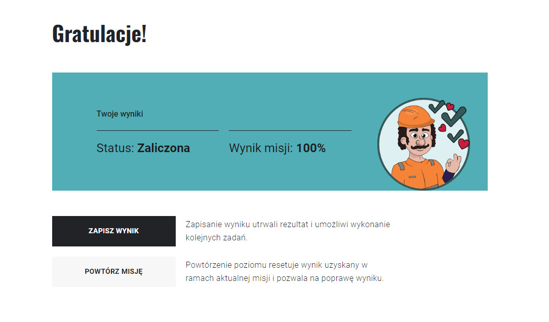 Ekran zakończenia misji