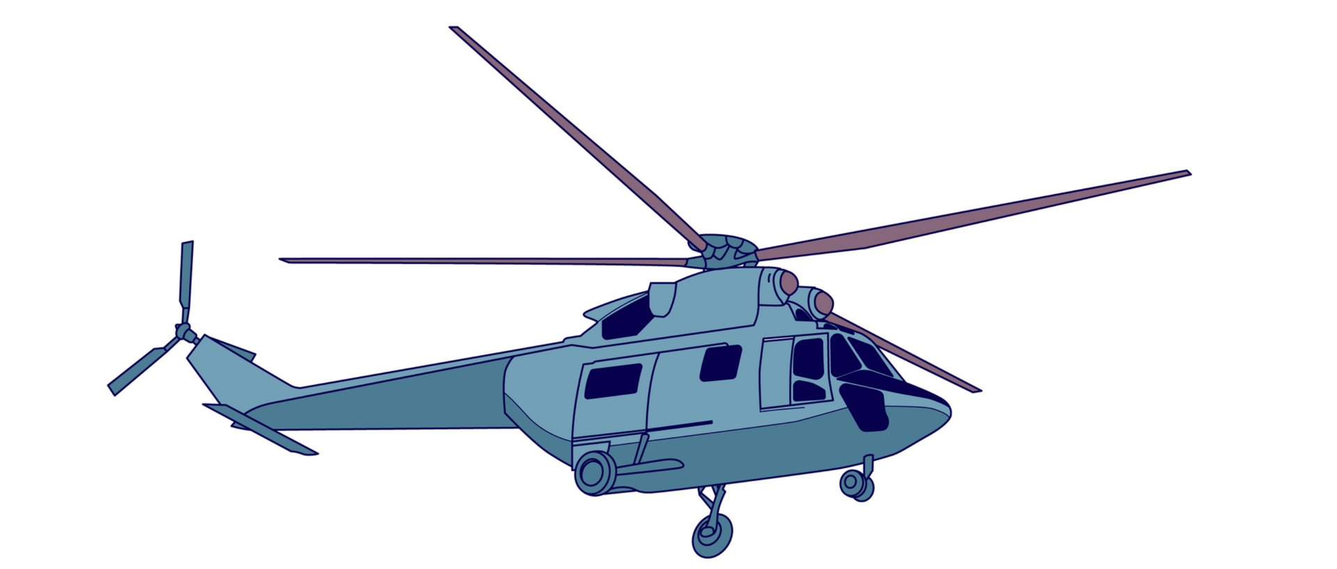 Ilustracja przedstawia śmigłowiec, w którym siła nośna wytwarzana jest przez wirujące śmigło umieszczone na dachu kabiny. Na ogonie umieszczone jest drugie, mniejsze śmigło, służące do stabilizacji pojazdu w powietrzu.