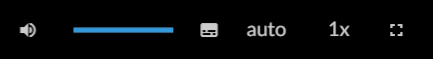 Czarny prostokąt z ikonami nawigacyjnymi odtwarzacza filmów. Po lewej stronie znajduje się ikona głośnika, a obok niego jest niebieska linia. Obok jest ikona przedstawiająca fragment sylwetki człowieka (głowa i górna część tułowia). Po prawej stronie głowy znajdują się dwa białe półkola - zewnętrzne większe, wewnętrzne mniejsze. Obok jest biały prostokąt z czarnymi, małymi polami w dolnej części. Obok napis "auto". Dalej na prawo napis: "jeden x". W prawym dolnym rogu białe, przerywane kontury kwadratu.
