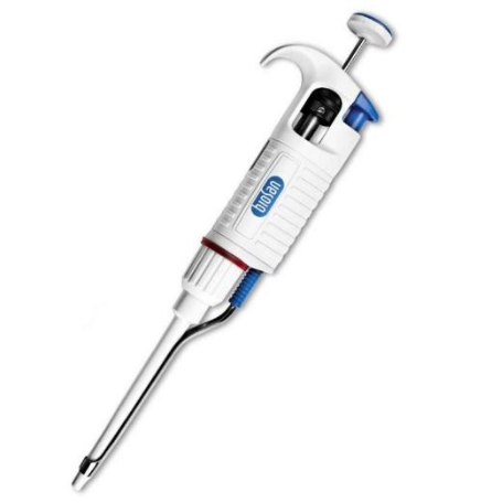 Ilustracja przedstawia długą, wąską rurkę oraz obudowę w której zamieszczony jest tłoczek na sprężynie. Umożliwia to automatyczne dozowanie lub pobieranie substancji.