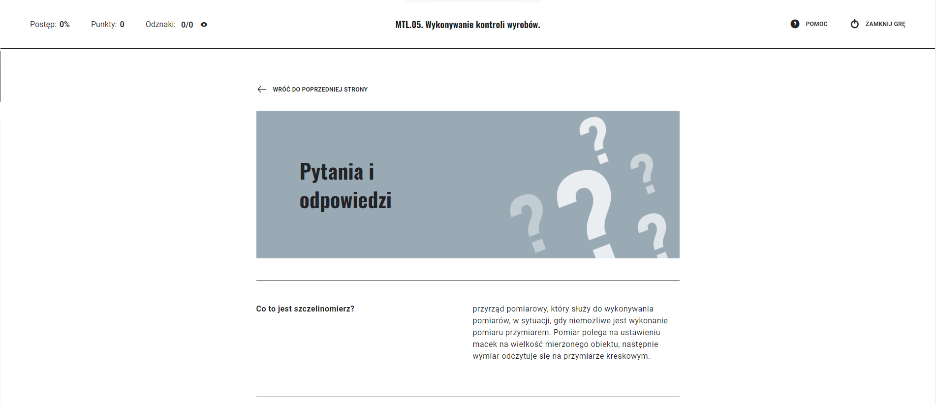 Ilustracja przedstawia panel pomocy, w którym znajduje się nagłówek: Pytania i odpowiedzi. Poniżej zamieszczone są pytania a pod nimi odpowiedzi.