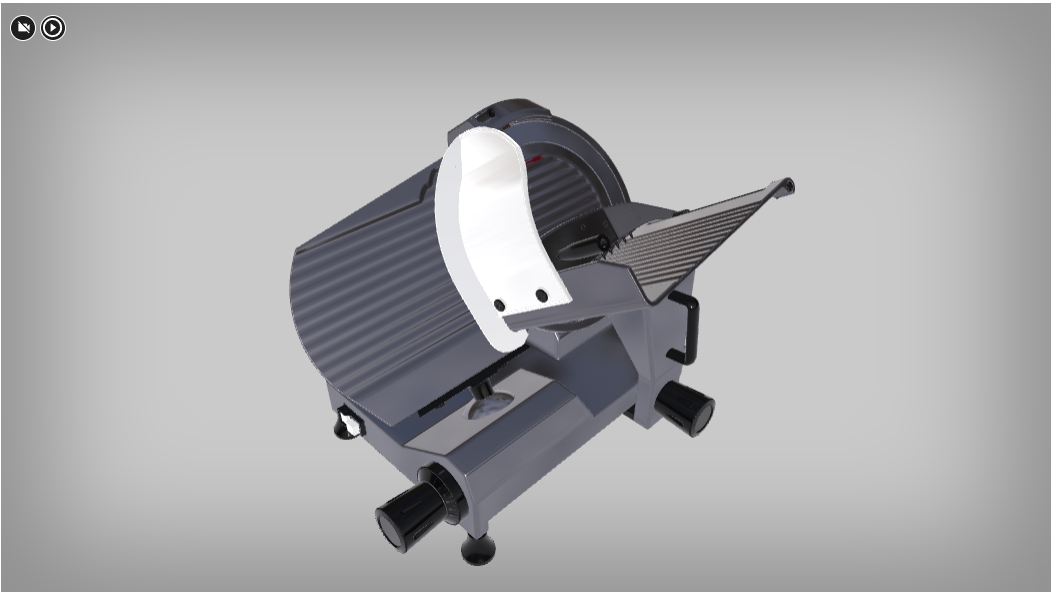 Grafika przedstawia przykładowy widok ekranu wizualizacji 3D zatytułowanej Wybrane urządzenia służące do wstępnej obróbki surowców.