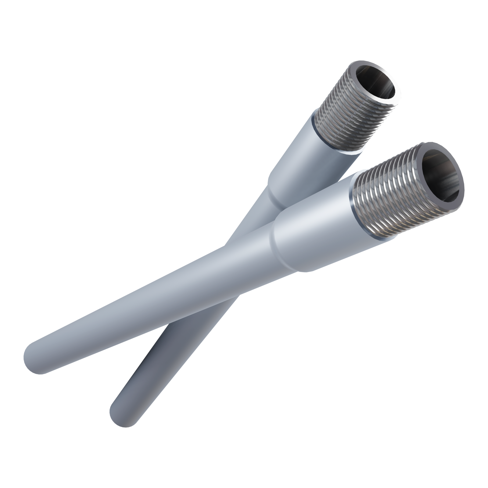 Grafika przedstawia rury płuczkowe. Rury płuczkowe to podstawowa część przewodu wiertniczego. Wykonane są jako rury stalowe bez szwu. Ich cechą charakterystyczną są spęczenia znajdujące się na końcach każdej z rur. Ze względu na tę cechę rury płuczkowe dzieli się na wewnętrznie spęczane (WS), zewnętrznie spęczane (ZS) oraz rury wewnętrznie i zewnętrznie spęcznane (WZS). Połączenia między rurami mogą być wykonywane jako rury płuczkowe gwintowane lub rury płuczkowe z połączeniami zwornikowymi.
W rzucie głównym na ekranie widać szary cienki, podłużny cylinder. Na lewym końcu rury widać zewnętrzne połączenie gwintowane.