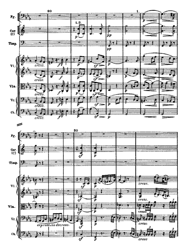 II część III Symfonii Es‑dur op. 55 „Eroica” Ludwiga van Beethovena - zapis nutowy, strona 3.