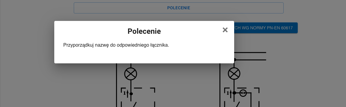 Na zdjęciu znajduje się napis POLECENIE, a poniżej treść polecenia na białym panelu na tle schematu.