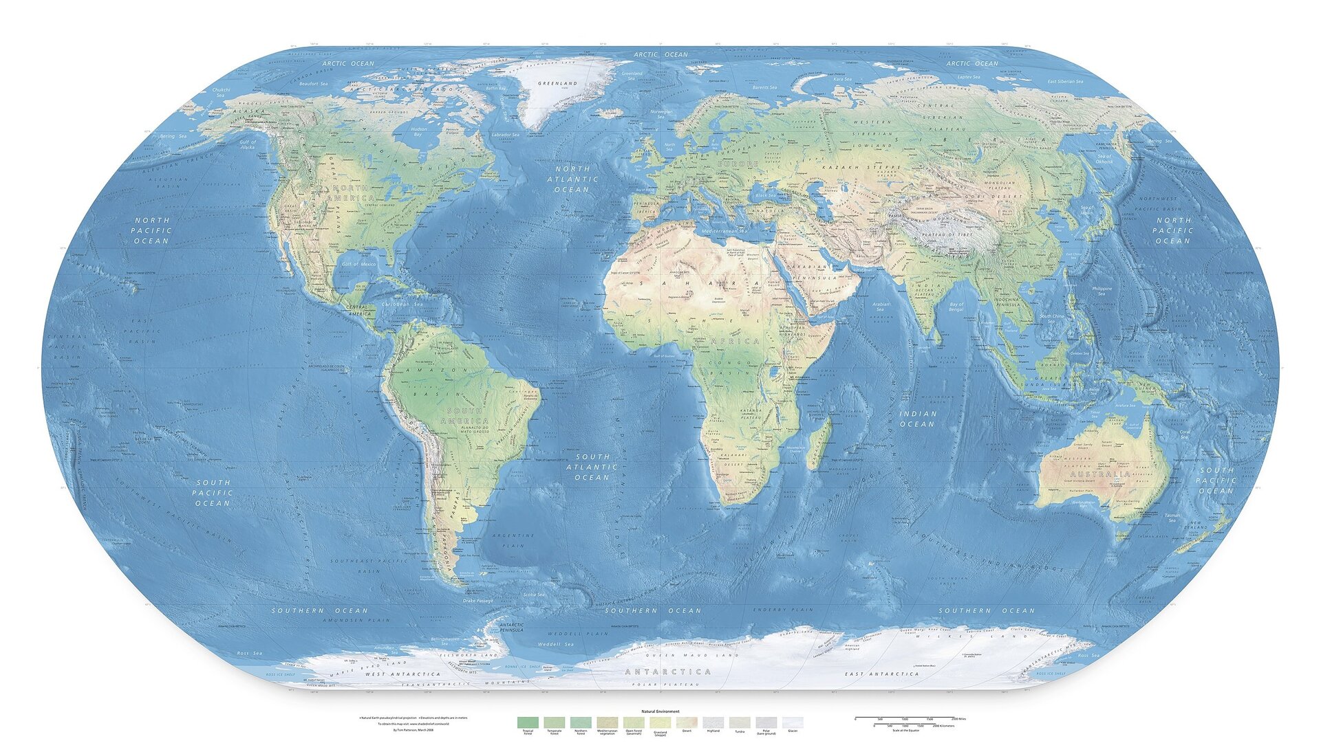 Zdjęcie przedstawia mapę ogólnogeograficzną świata.