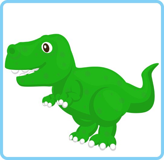 Ilustracja przedstawia zielonego dinozaura.