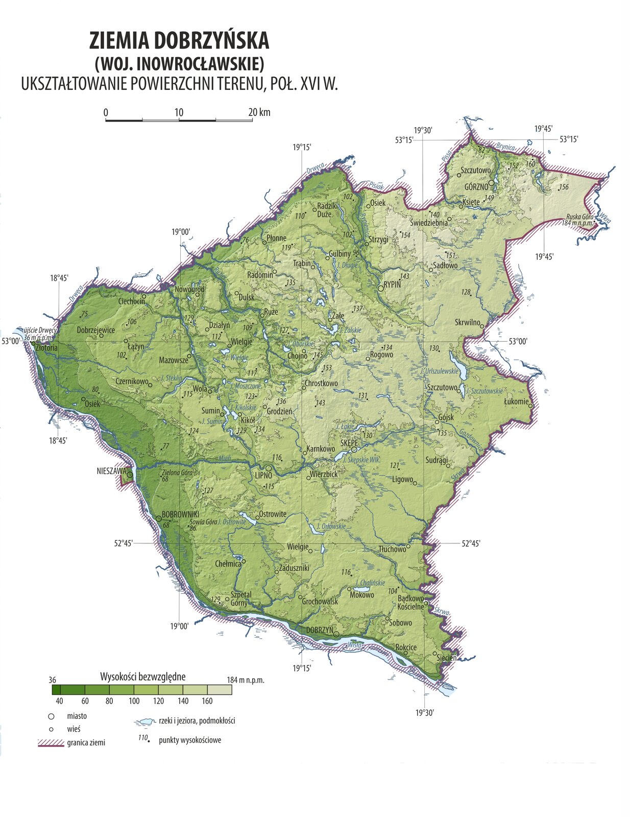 Kliknij, aby powiększyć. Mapa przedstawia Ziemię Dobrzyńską.