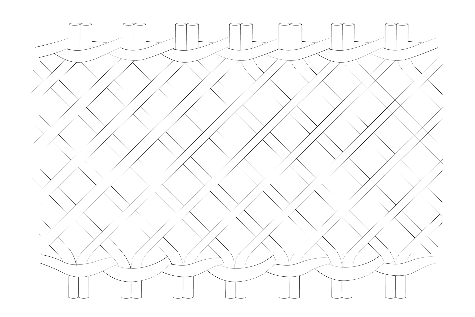 Grafika przedstawia splot kratowy. Opis splotu znajduje się w treści powyżej.
