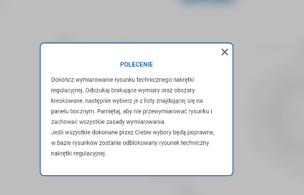 Okno z poleceniem - treścią zadania do wykonania