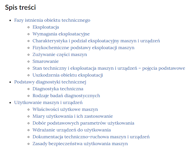 Przykładowy spis tresci