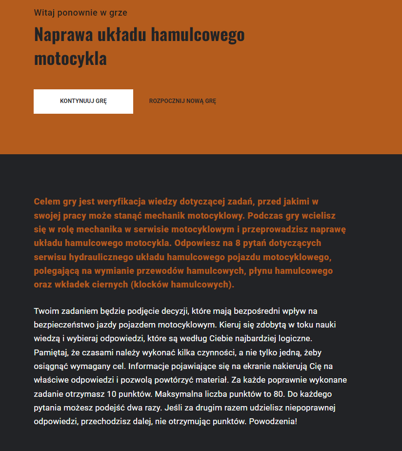 Ekran kontynuacji gry