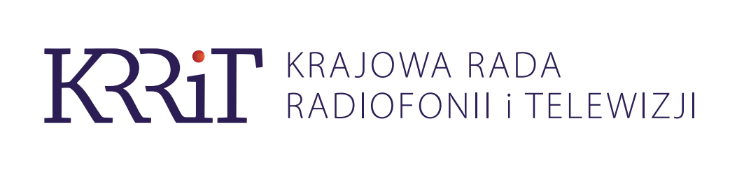Grafika przedstawia logotyp Krajowej Rady Radiofonii i Telewizji. Na logotypie umieszczony jest skrótowiec nazwy KRRiT i pełna nazwa.