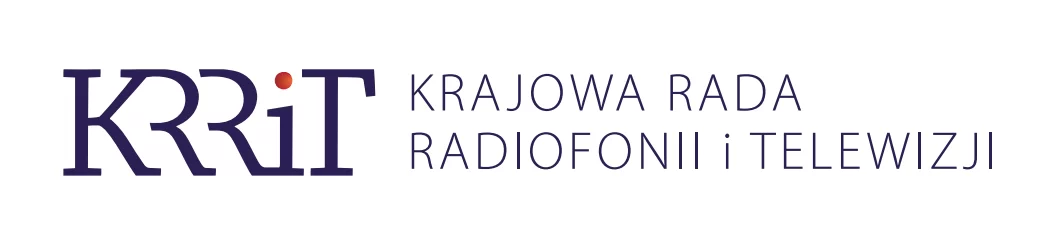 Grafika przedstawia logotyp Krajowej Rady Radiofonii i Telewizji. Na logotypie umieszczony jest skrótowiec nazwy KRRiT i pełna nazwa.