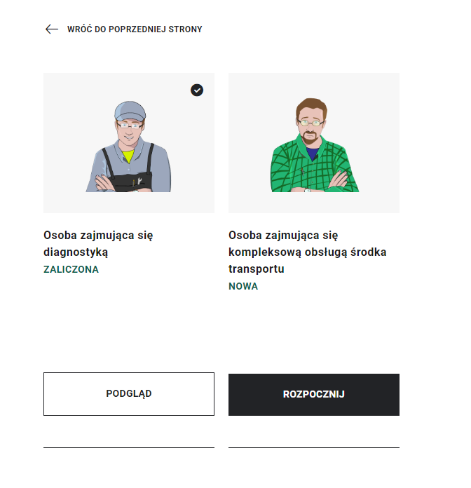 Wybór postaci w grze