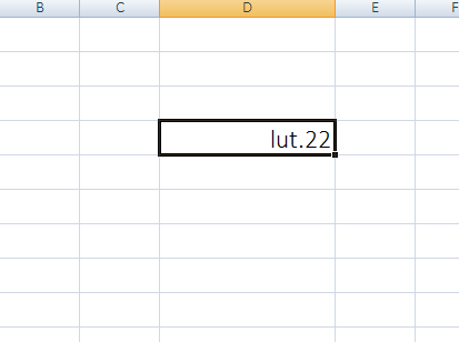 Ilustracja przedstawia arkusz kalkulacyjny Excel. W komórce D4 wpisano Lut. 22. 
