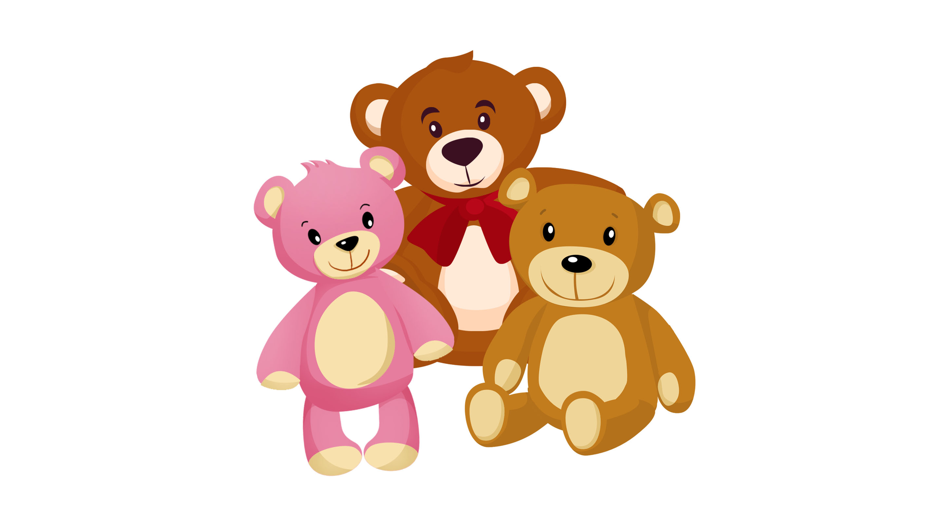 Ilustracja przedstawia trzy pluszowe misie.