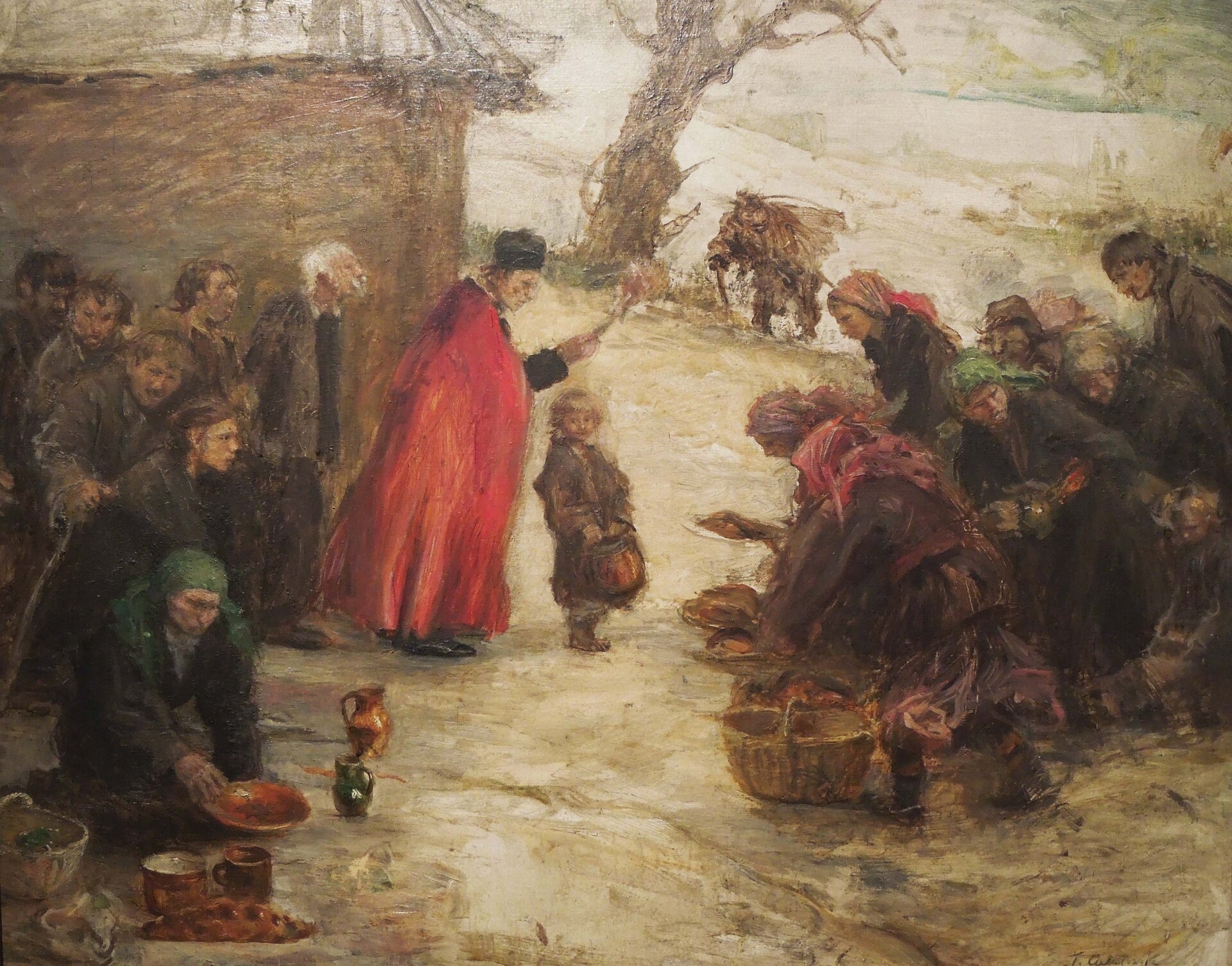 Ilustracja ukazuje zgromadzonych przed kościołem ludzi, którzy trzymają przyniesione do poświęcenia pokarmy. Naprzeciwko stoi ksiądz w birecie i czerwonej kapie, w ręku trzyma kropidło. Przy nim stoi małe dziecko z czapką w ręku. W tle znajduje się pejzaż pokryty śniegiem.
