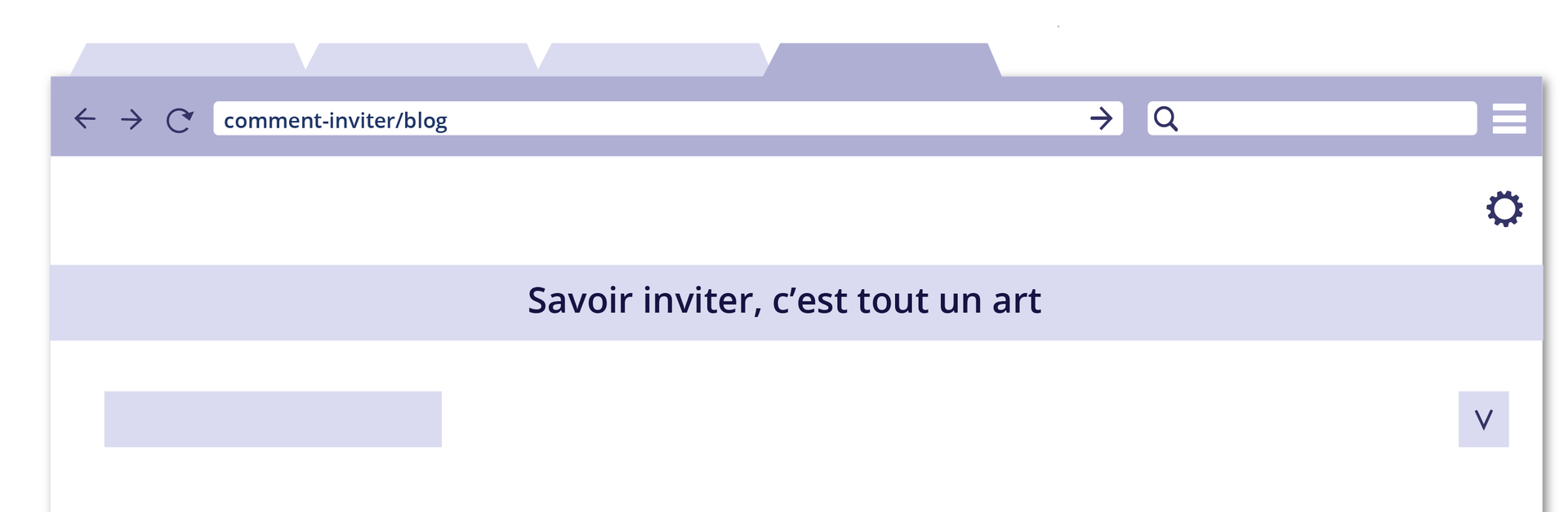 Ilustracja przedstawia zrzut ekranu komputera, na którym widnieje fragment otwartej przeglądarki internetowej. Jedna z otwartych zakładek ma adres comment‑inviter/blog. Widoczny jest też na nagłówek treści artykułu: Savoir inviter, c'est tout un art.