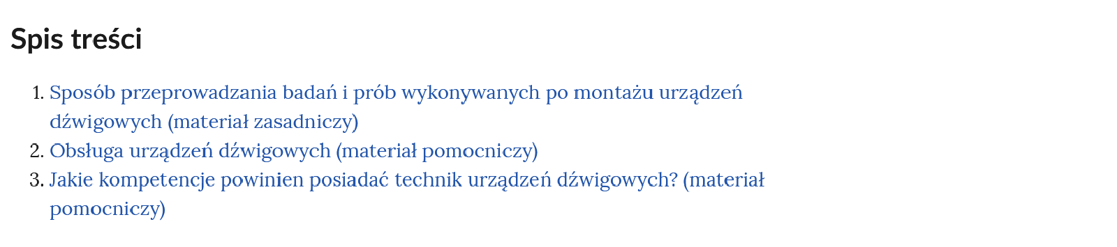 Ilustracja przedstawia widok na spis treści. Punkty nawigują do poszczególnych części multimedium.
