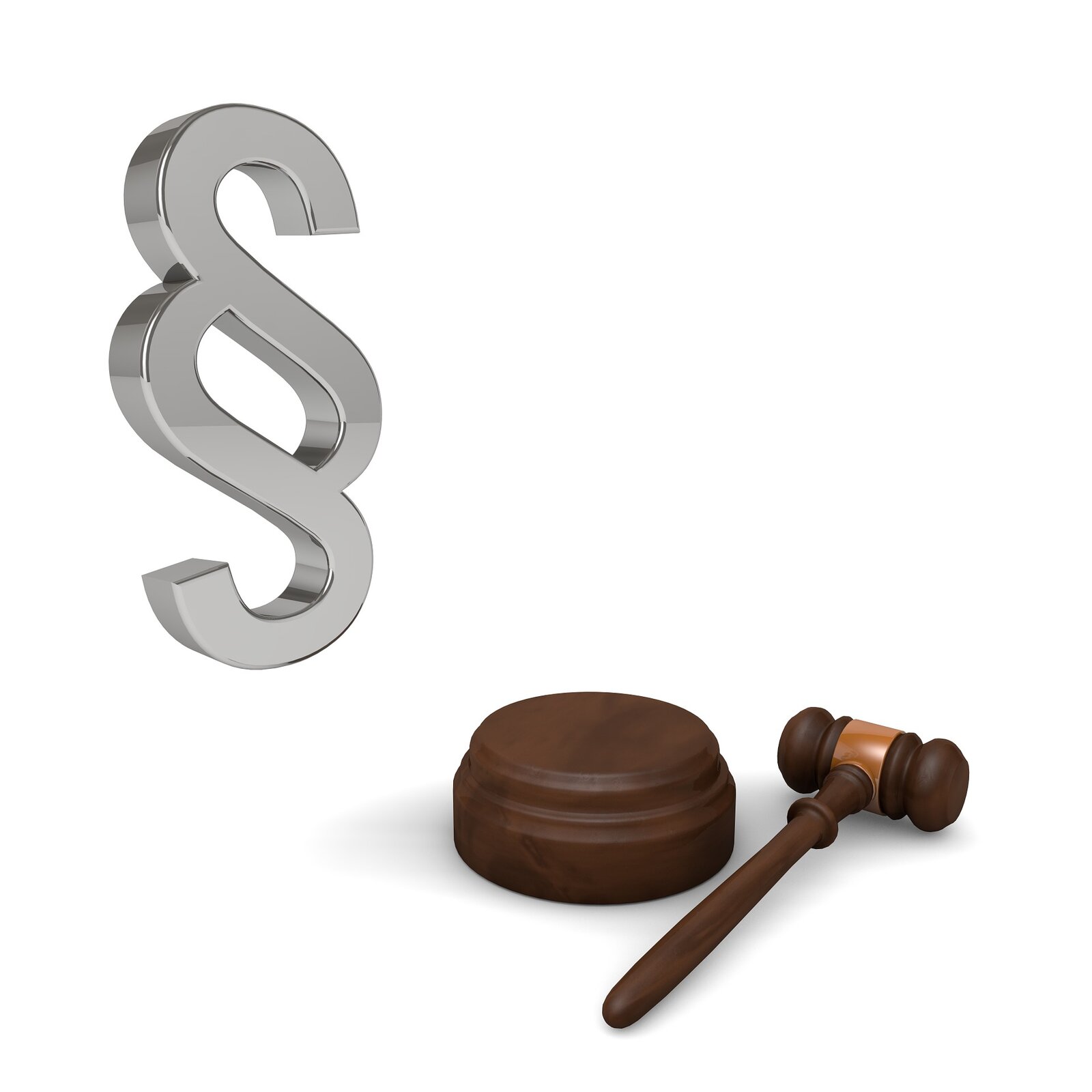 kliknij aby powiększyć Popularne symbole sędziowskie: paragraf i młotek sędziowski.