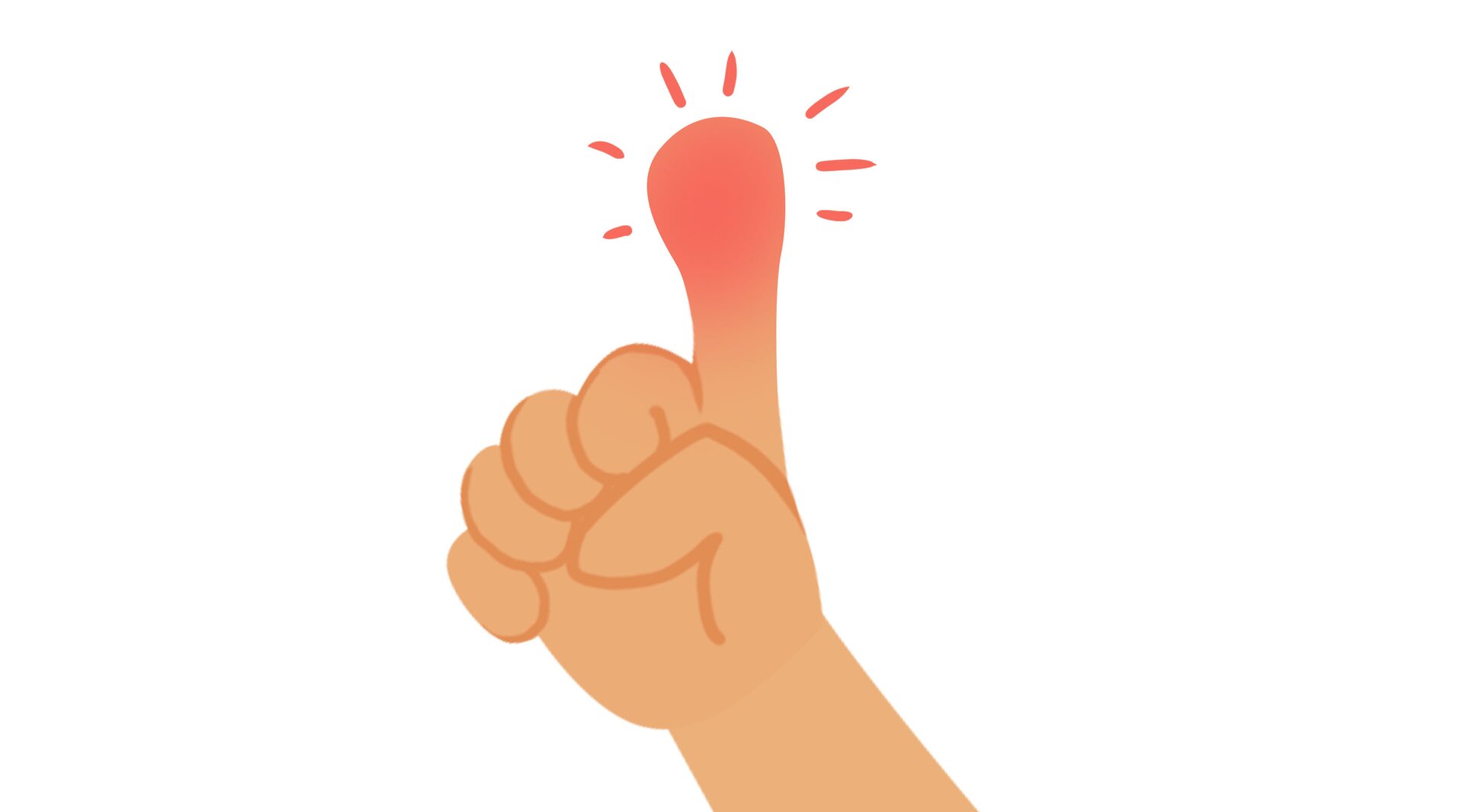 Na ilustracji znajduje się bolący palec.