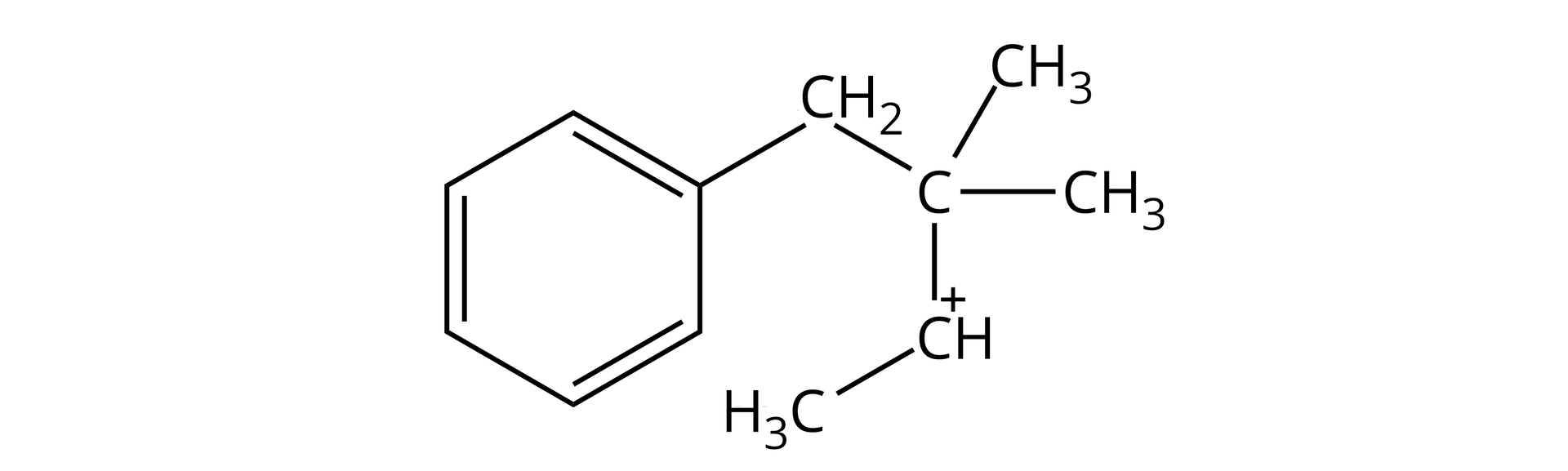 Karbokation 4-fenylo-3,3-dimetylo-2-butylowy o strukturze grupa CH obdarzona cząstkowym ładunkiem dodatnim związana z grupą CH3 oraz węglem C połączonym z dwiema grupami CH3 oraz grupą CH2, która to związana jest z pierścieniem fenylowym.