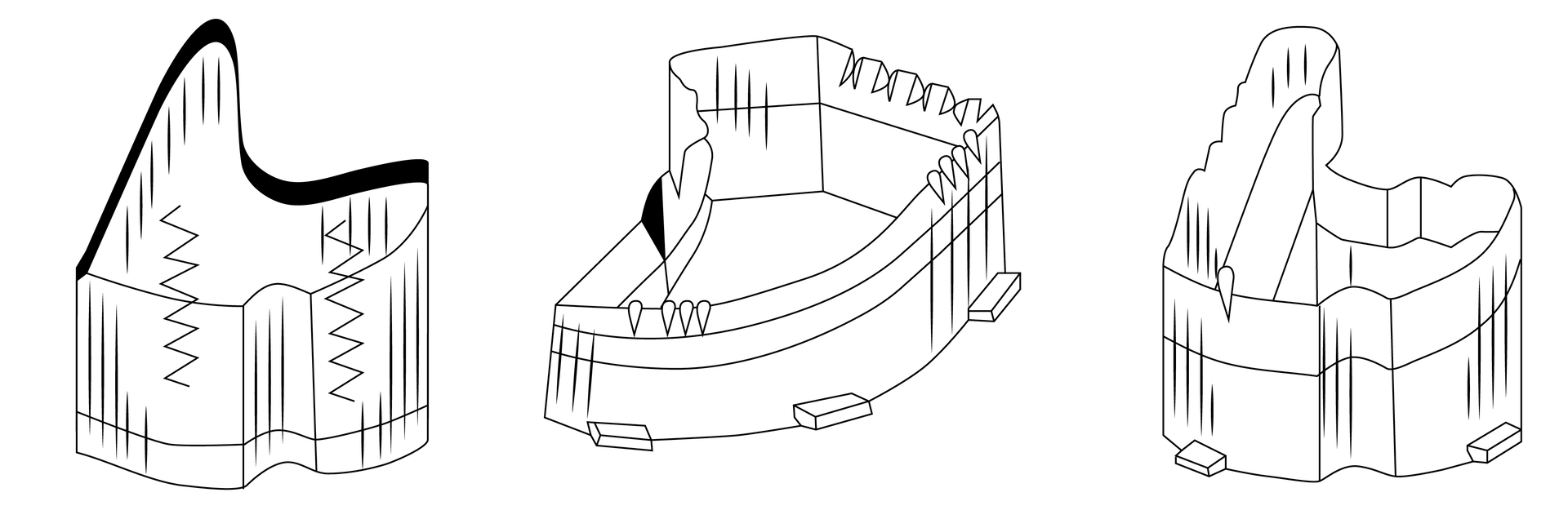 Grafika przedstawia szkice podobnych narzędzi jak na poprzednim zdjęciu, ale te mają różne kształty i wyższe brzegi, w środku są puste. Nagranie tożsame z treścią.