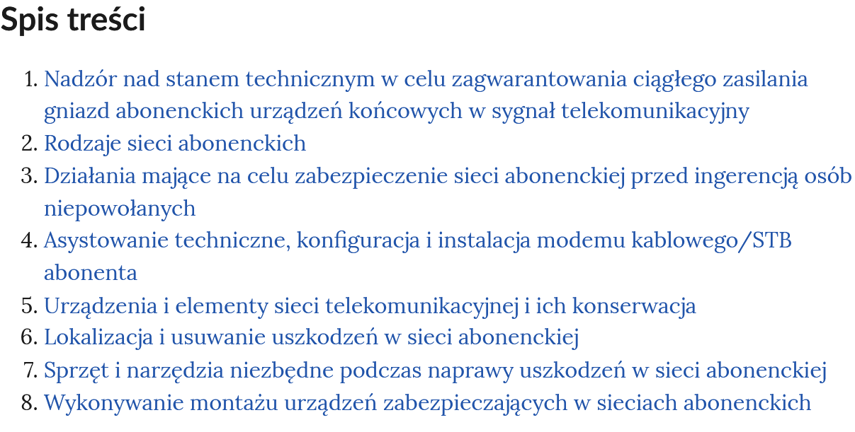 Grafika przedstawia spis treści nawigujący do poszczególnych części atlasu. Spis ma formę punktów opatrzonych tytułem nawiązującym do zawartych w podrozdziale treści.
