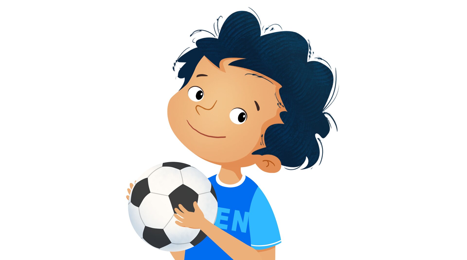 Na ilustracji znajduje się Ben z piłką nożną.