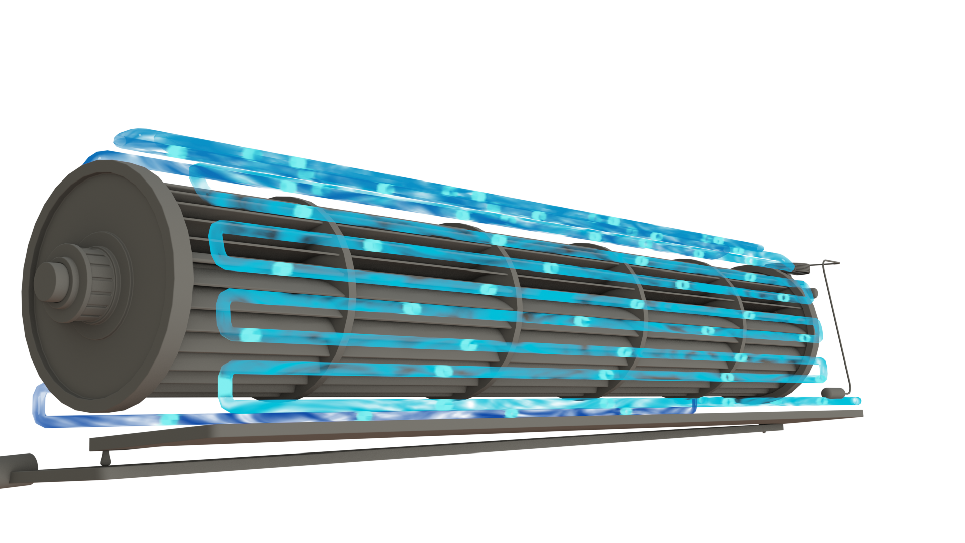 Grafika przedstawia parownik. Jest to owalne urządzenie otoczone żebrami.
Opisy prezentowanych na grafikach obiektów są załączone w treści.