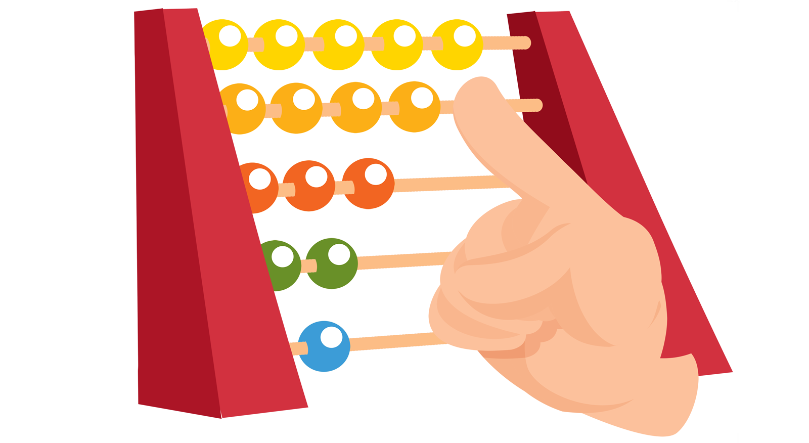 Ilustracja przedstawia ręce liczące na liczydle.