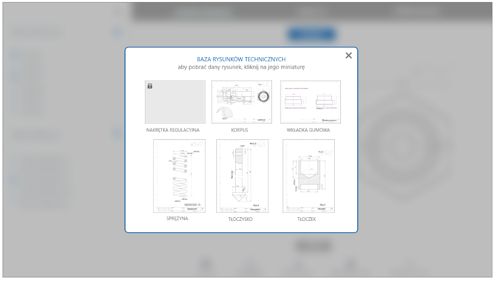 Widok bazy rysunków programu ćwiczeniowego