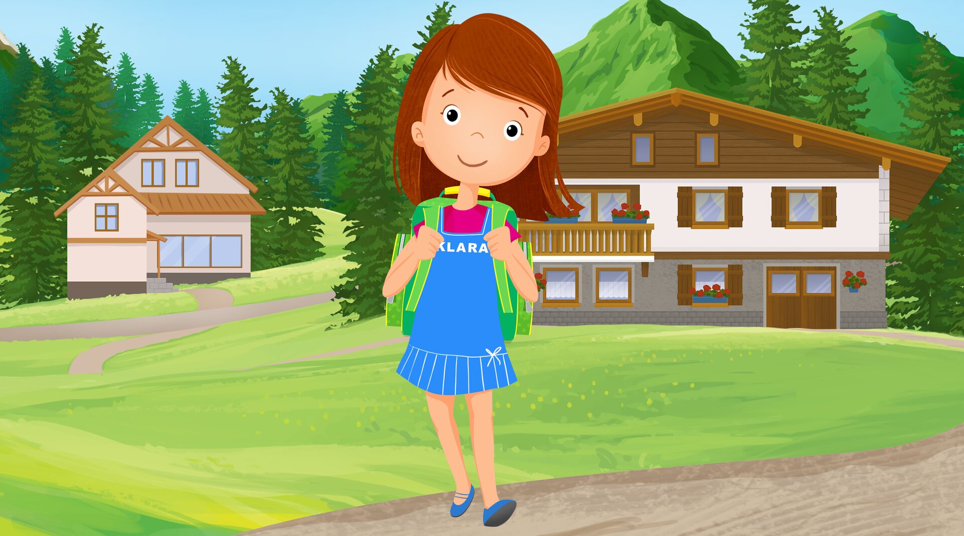 Na ilustracji znajduje się Klara, która idzie do szkoły.
