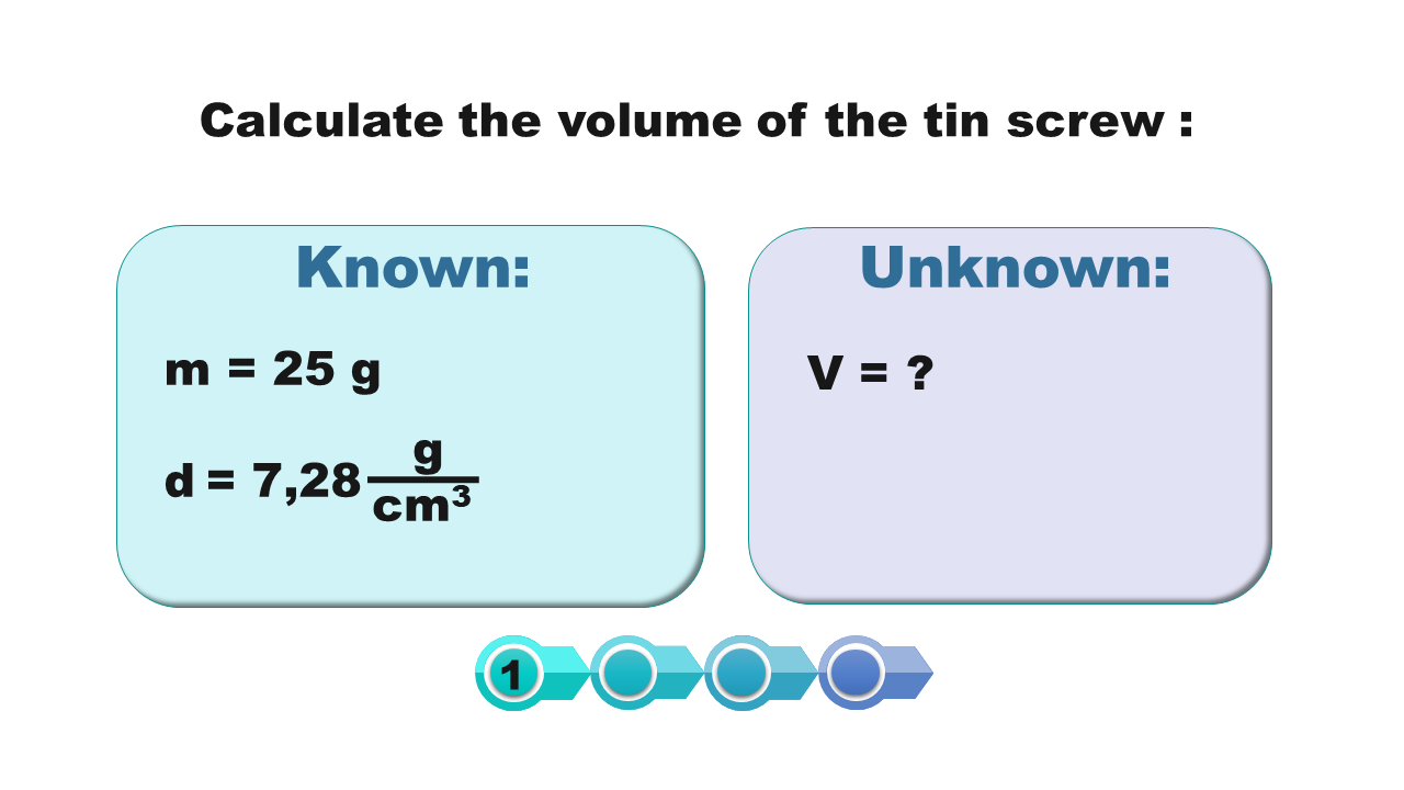Grafika przedstawia dane liczbowe niezbędne do przeprowadzenia obliczeń. Masa próbki wynosi 25 g, gęstość próbki wynosi 7 przecinek 28 gramów na centymetr sześcienny.
