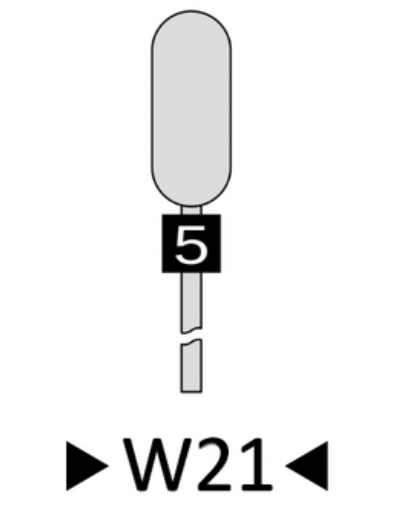 Wskaźnik wu dwadzieścia jeden. Czarna kwadratowa tablica, znajduje się na niej biała cyfra pięć.