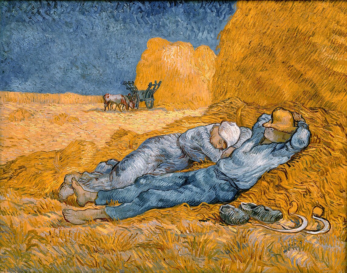 Południe – odpoczynek po pracy 4. Źródło: Vicent van Gogh, Południe – odpoczynek po pracy, 1890, olej na płótnie, Musée d'Orsay, Paryż, domena publiczna.