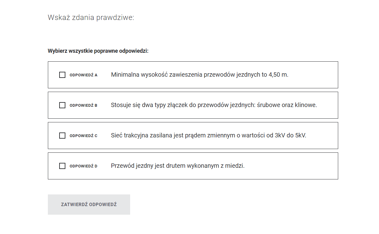 Zadanie wielokrotnego wyboru w grze wcielanie się w rolę