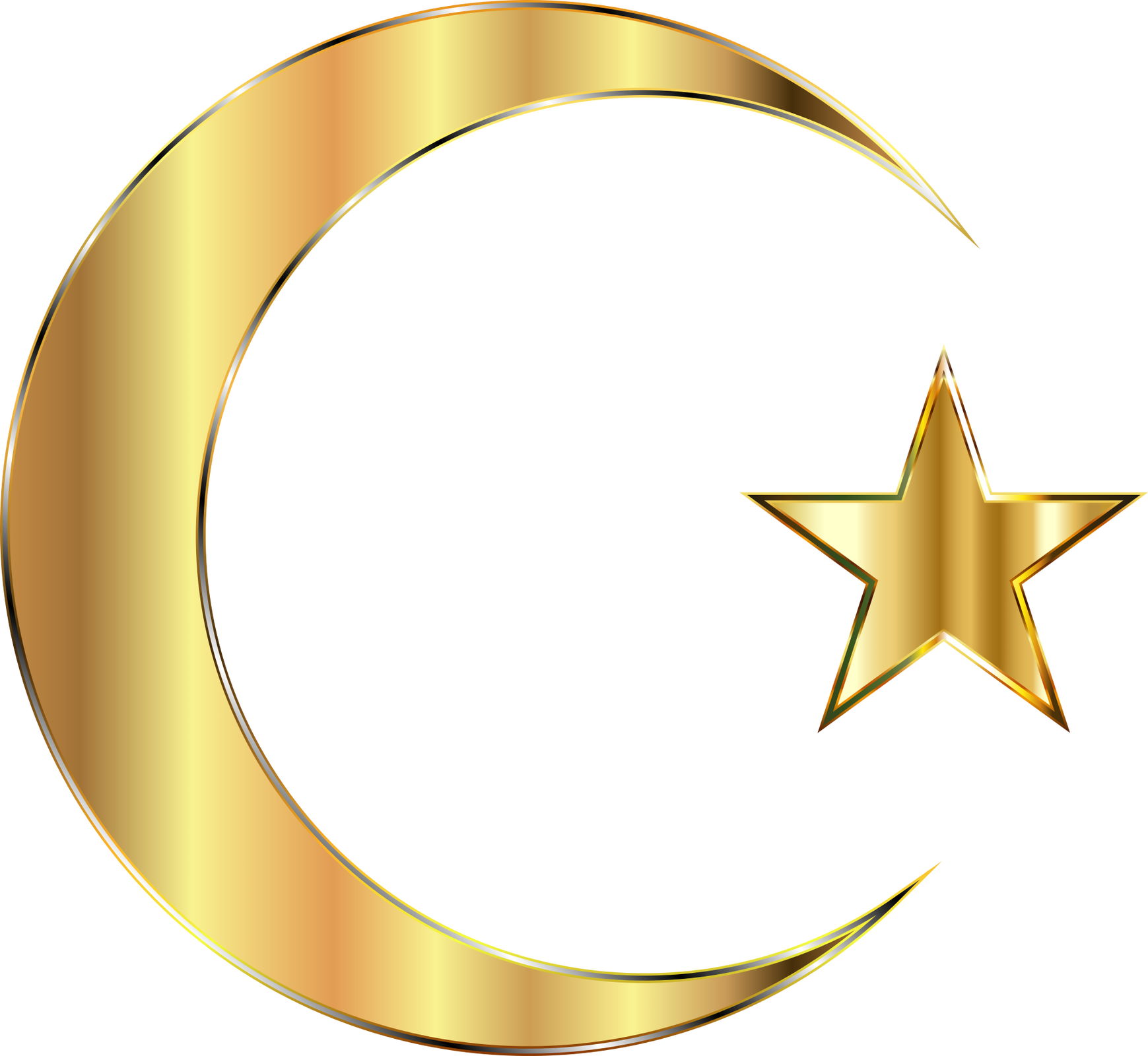 Zdjęcie przedstawia symbol islamu. Obok sierpu księżyca, z prawej strony umiejscowiona jest pięcioramienna gwiazda. 