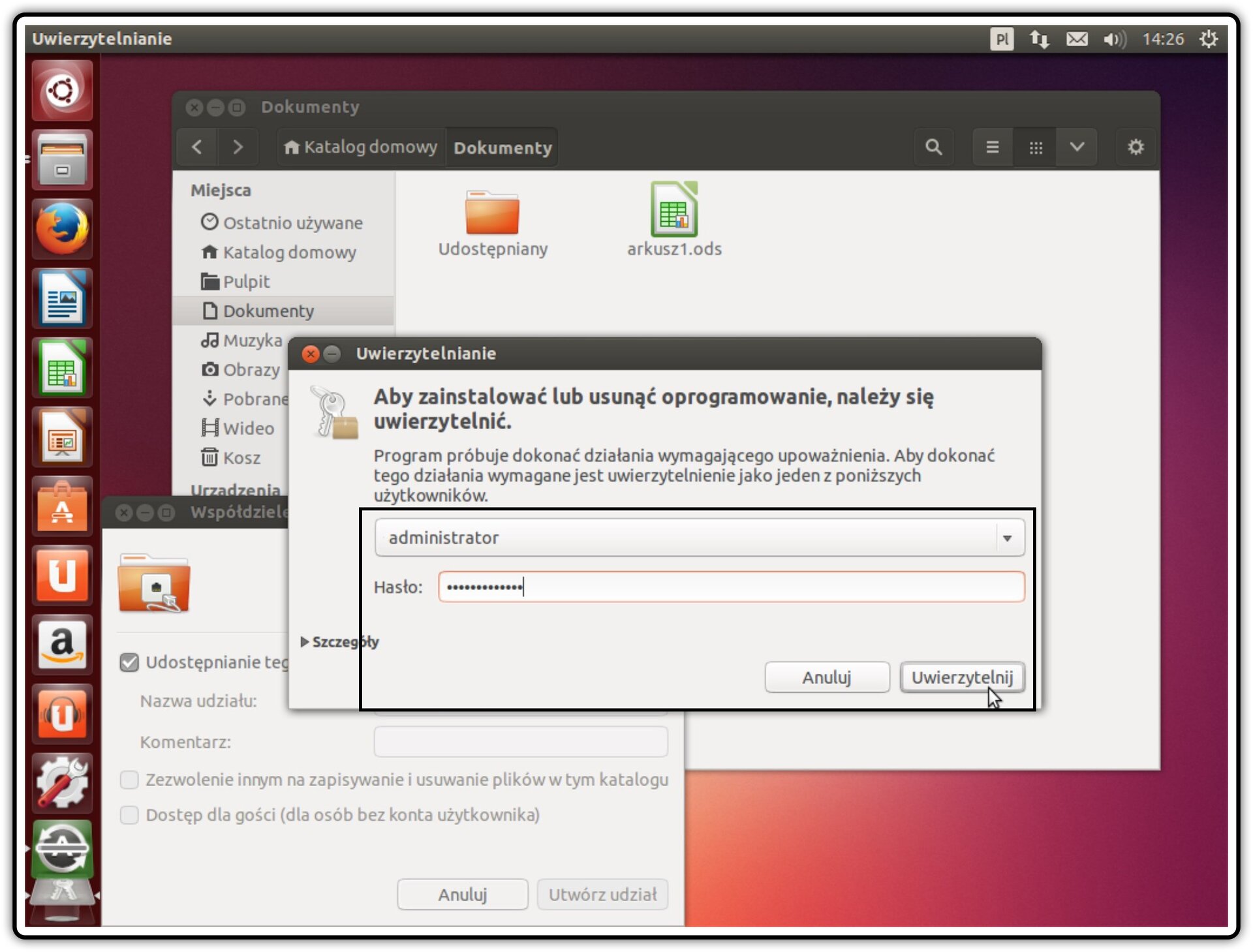 Ilustracja przedstawiająca: Krok 6 udostępniania zasobów w systemie Linux Ubuntu
