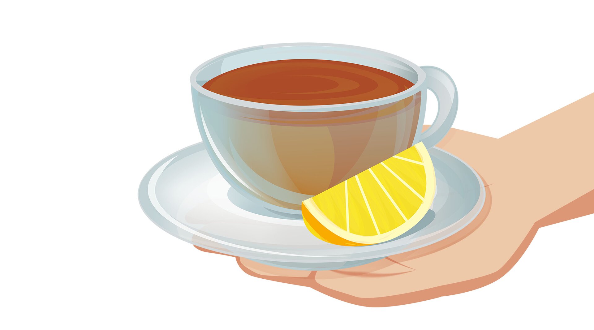 Na ilustracji znajduje się herbata z cytryną.