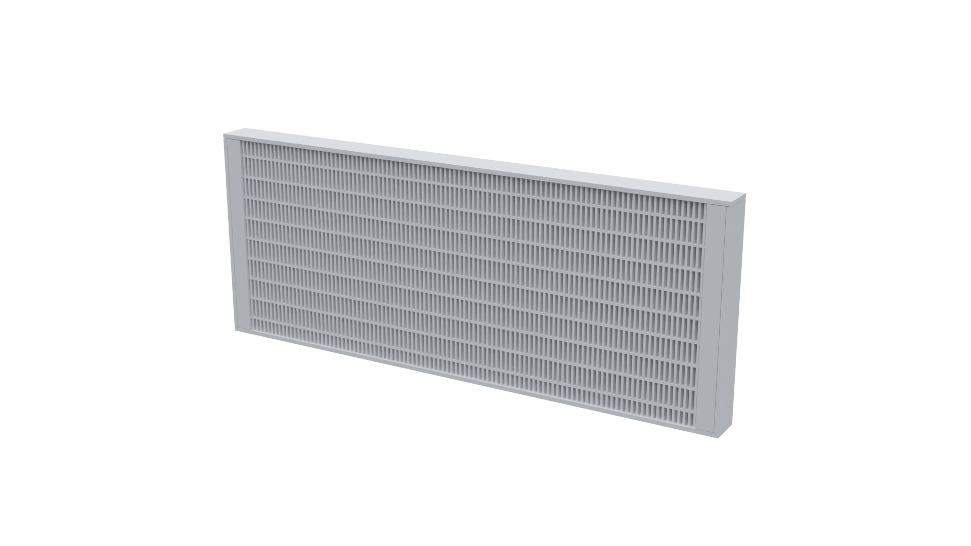 Grafika przedstawia filtr dokładny w ramce kartonowej klasy F7. Powierzchnia filtrująca znajduje się na przedniej ścianie urządzenia.
Opisy prezentowanych na grafikach obiektów są załączone w treści.