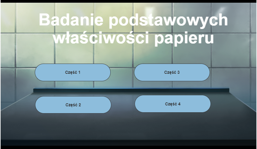 Grafika przedstawia ekran informujący o dwóch etapach zadania. Kliknięcie na wybraną ikonę umożliwia rozpoczęcie zadania. 